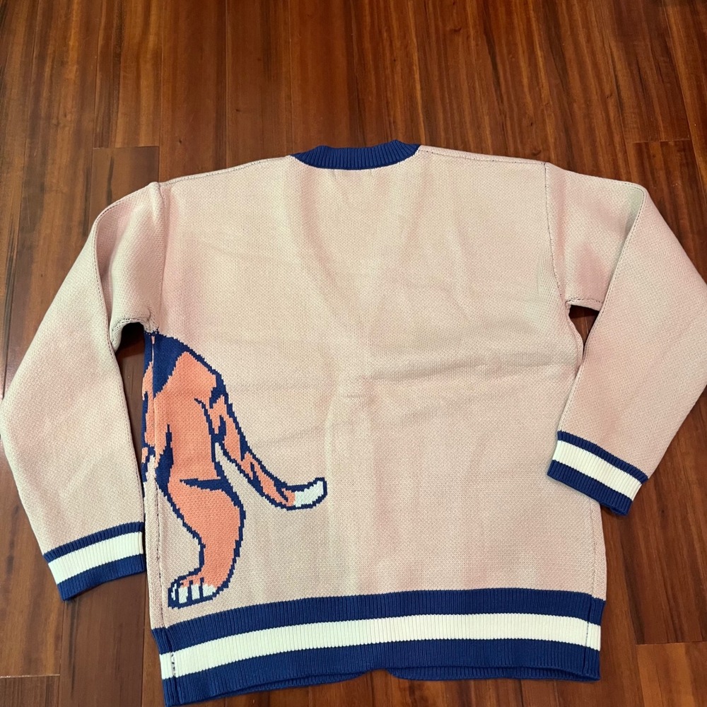 Tiger Graphic Cardigan Sweater Animal Miss Sparkling Knit Long Sleeve New XL - Picture 3 of 7